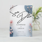 Elegant Floral Save the Date Wedding Card  (Staand voorkant)