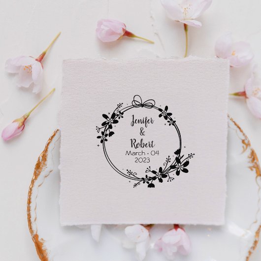 Elegant Floral Save the Date Wedding Rubberstempel