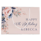 Elegant Floral Script 60ste verjaardag Custom Groot Cadeauzakje (Achterkant)