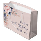 Elegant Floral Script 60ste verjaardag Custom Groot Cadeauzakje (Achterkant Gekanteld)