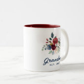 Elegant Floral Script Bloom Grandma Custom Tweekleurige Koffiemok (Voorkant rechts)