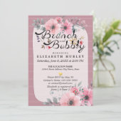 Elegant Floral Script Brunch Bubble Vrijgezellenfe Kaart (Staand voorkant)