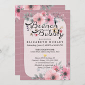 Elegant Floral Script Brunch Bubble Vrijgezellenfe Kaart (Voorkant / Achterkant)