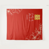 Elegant floral script Chinese bruiloft red backdro Wandkleed (Voorkant (horizontaal))
