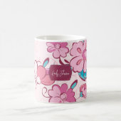 Elegant Floral Script Custom Name Magische Mok (Center)