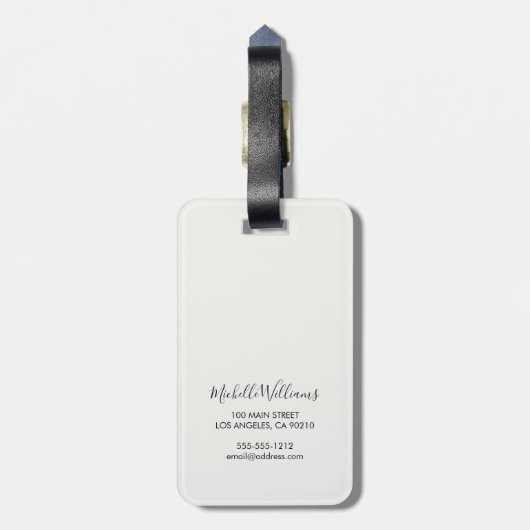 Elegant  Floral Script Name Bagagelabel (Achterkant verticaal)