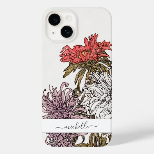 Elegant  Floral Script Name Case-Mate iPhone Case (Achterkant)