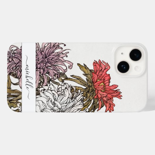 Elegant  Floral Script Name Case-Mate iPhone Case (Achterkant (horizontaal))