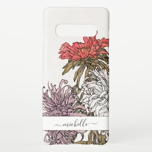 Elegant Floral Script Name Samsung Galaxy Hoesje (Achterkant)