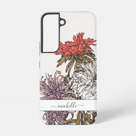 Elegant Floral Script Name Samsung Galaxy Hoesje (Achterkant)