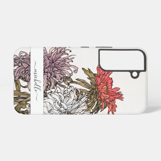 Elegant  Floral Script Name Samsung Galaxy Hoesje (Achterkant horizontaal)