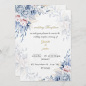 Elegant Floral Script  Personalized Wedding Card Kaart (Voorkant / Achterkant)