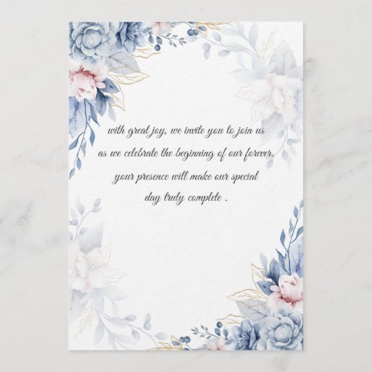 Elegant Floral Script  Personalized Wedding Card Kaart (Achterkant)