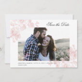 Elegant Floral Script Photo Wedding Save The Date (Voorkant)