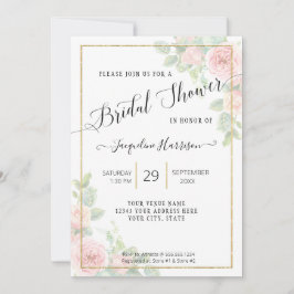 Elegant Floral Script roze in Gold Vrijgezellenfee Kaart