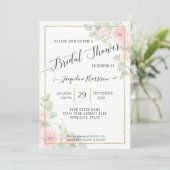 Elegant Floral Script roze in Gold Vrijgezellenfee Kaart (Staand voorkant)