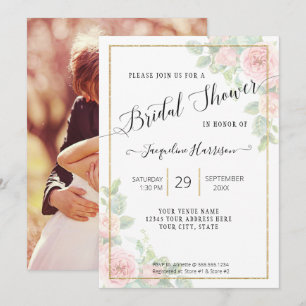Elegant Floral Script roze in Gold Vrijgezellenfee Kaart
