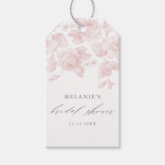 Elegant Floral Script Roze Vrijgezellenfeest Favor Cadeaulabel (Voorkant)