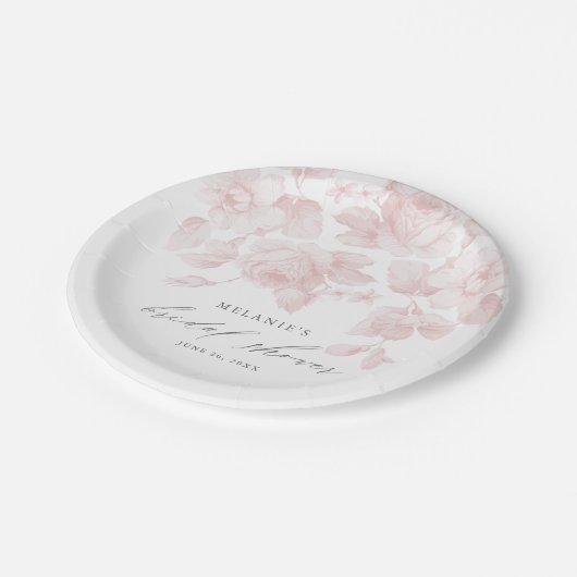 Elegant Floral Script Roze Vrijgezellenfeest Papieren Bordje (Gekanteld)