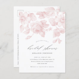 Elegant Floral Script Roze Vrijgezellenfeest Uitnodiging Briefkaart