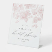 Elegant Floral Script roze Vrijgezellenfeest Welko Reclamebord Met Voetstuk (Voorkant)