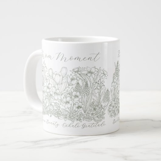 Elegant Floral Script Saying Boho Line Art  Grote Koffiekop (Links)