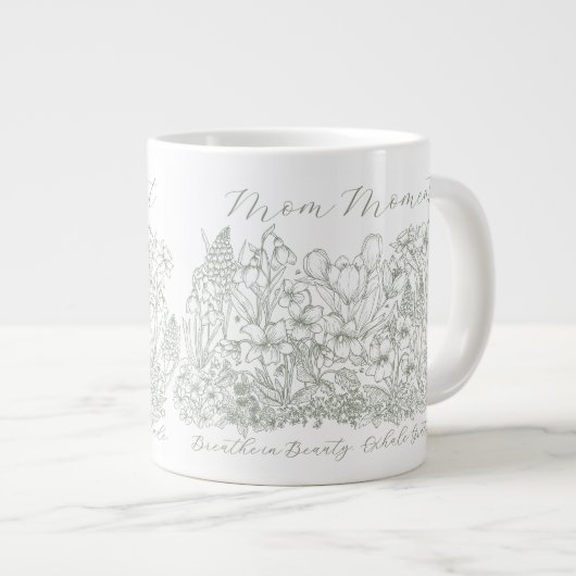 Elegant Floral Script Saying Boho Line Art  Grote Koffiekop (Voorkant rechts)