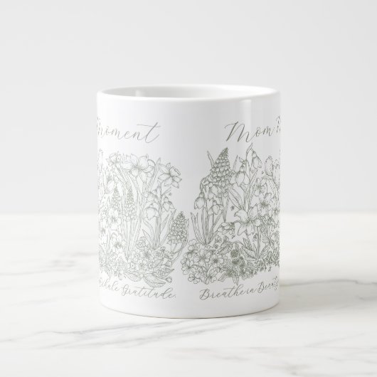 Elegant Floral Script Saying Boho Line Art  Grote Koffiekop (Voorkant)