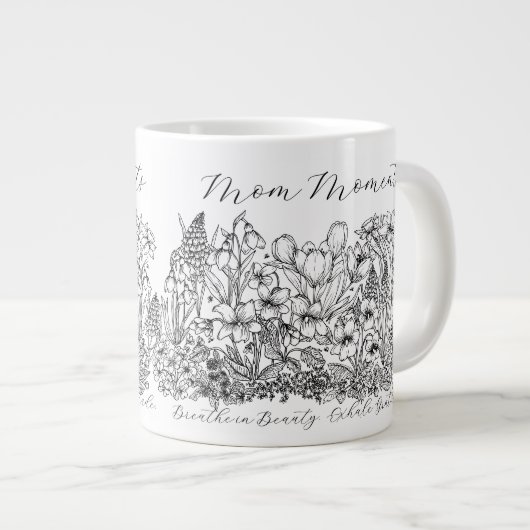 Elegant Floral Script Saying Boho Line Art Grote Koffiekop (Voorkant rechts)
