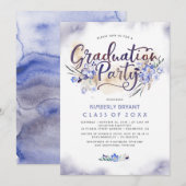 Elegant Floral Script Waterverf Graduparty Kaart (Voorkant / Achterkant)