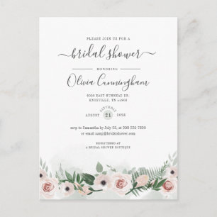 Elegant Floral Script Waterverf Vrijgezellenfeest Uitnodiging Briefkaart