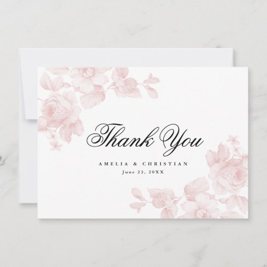Elegant Floral Script Wedding Bedankkaart (Voorkant)