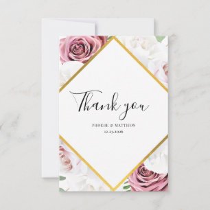 Elegant Floral Script Wedding Bedankkaart