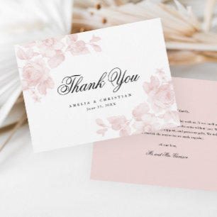 Elegant Floral Script Wedding Bedankkaart
