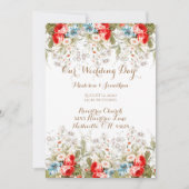 Elegant Floral Script Wedding Kaart (Voorkant)