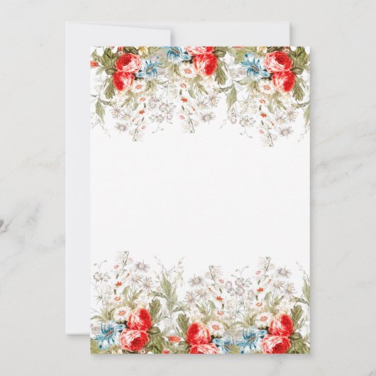 Elegant Floral Script Wedding Kaart (Achterkant)