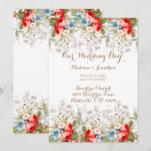 Elegant Floral Script Wedding Kaart (Voorkant / Achterkant)