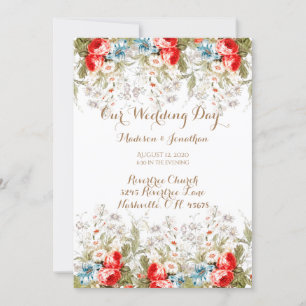 Elegant Floral Script Wedding Kaart
