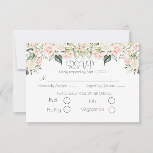 Elegant Floral Script Wedding RSVP (Voorkant)