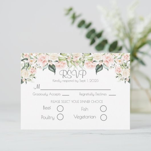 Elegant Floral Script Wedding RSVP (Staand voorkant)