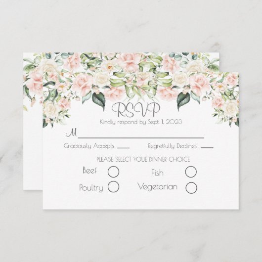 Elegant Floral Script Wedding RSVP (Voorkant / Achterkant)