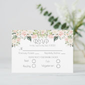 Elegant Floral Script Wedding RSVP Kaartje (Staand voorkant)