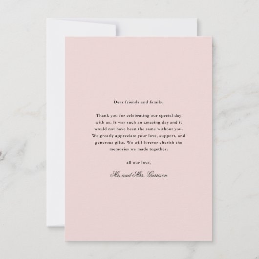 Elegant Floral Script Weduwfoto Bedankkaart (Achterkant)