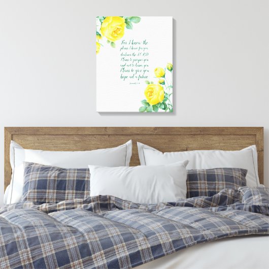 Elegant Floral Scripture 29:11 Canvas Afdruk (Insitu (Slaapkamer))