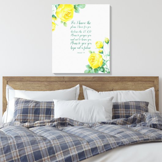 Elegant Floral Scripture 29:11 Canvas Afdruk (Insitu (Slaapkamer))
