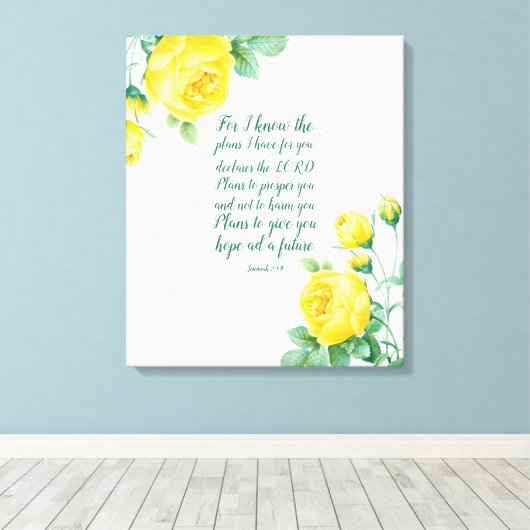 Elegant Floral Scripture 29:11 Canvas Afdruk (Insitu (Houten vloer))