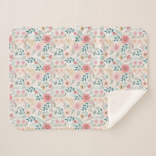 Elegant Floral Seamless Pattern – Sophisticated  Sherpa Deken (Voorkant (horizontaal))