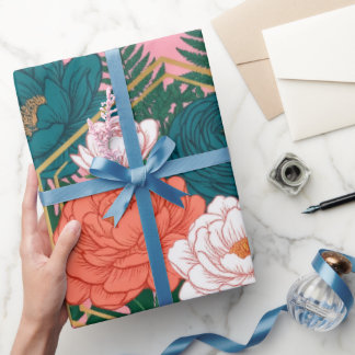 Elegant Floral Seamless Pattern | Tropical Flowers Cadeaupapier