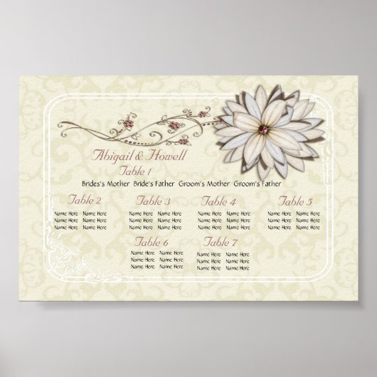 Elegant Floral Seating Charts Poster (Voorkant)