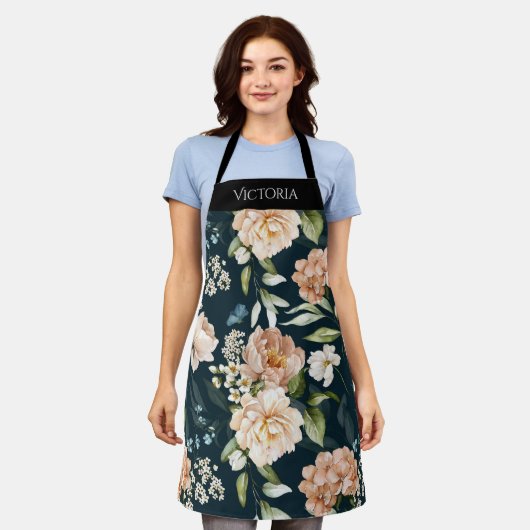 Elegant Floral Shabby Chic gepersonaliseerd Schort (Gedragen)